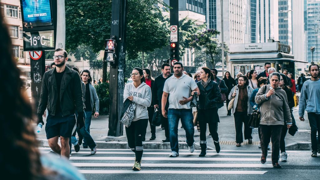 people crossing the street